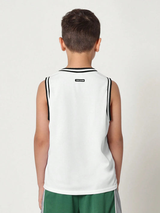 Tween Boys Comfy Mesh Tank With Small Graphic Print