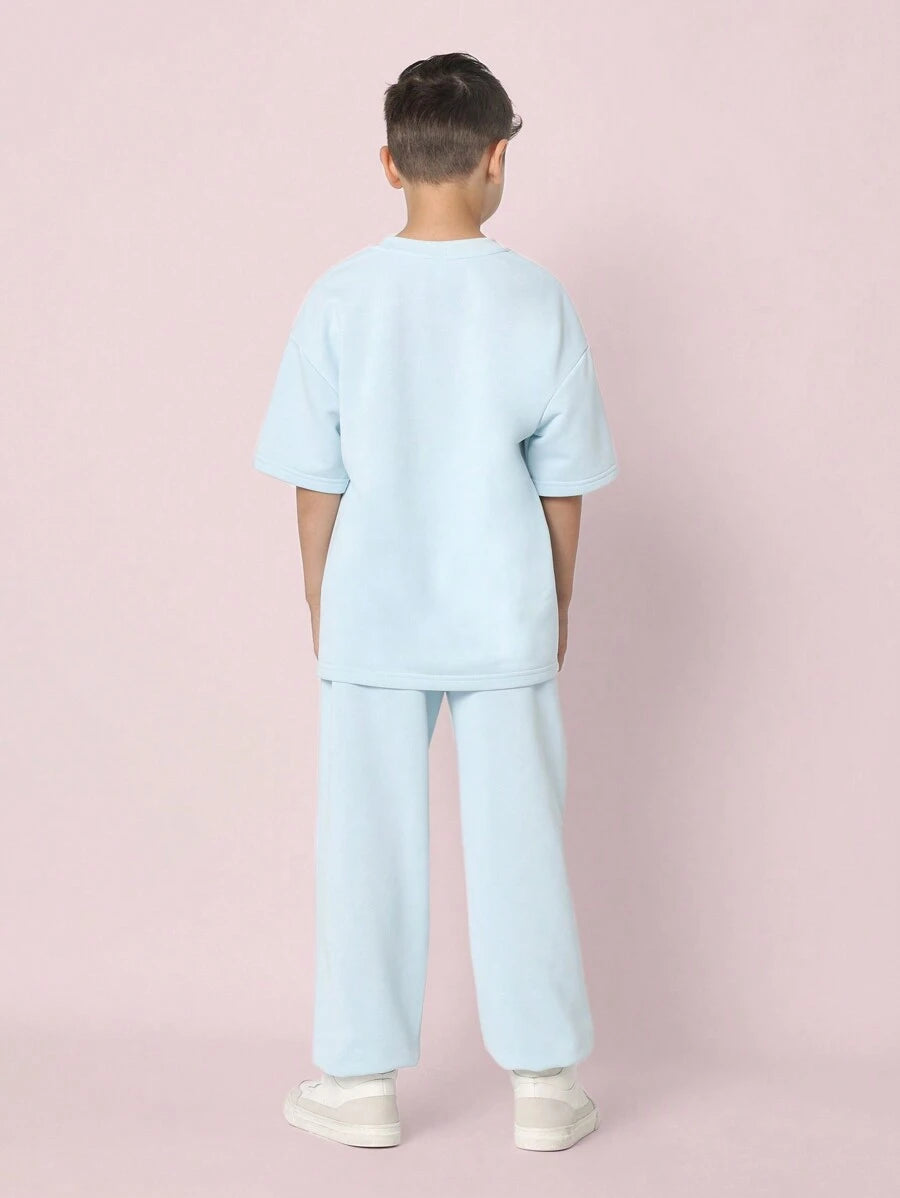 Tween Boys Comfy Oversized Fit Short Sleeve Tee And Jogger