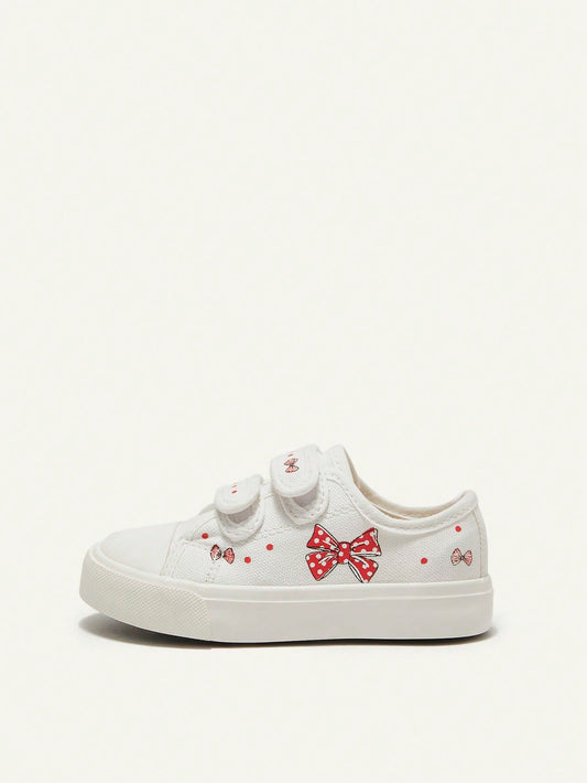 Cute Bow Decor Fashion Versatile All-Match Color Casual Sport Hook-And-Loop Flat Canvas
