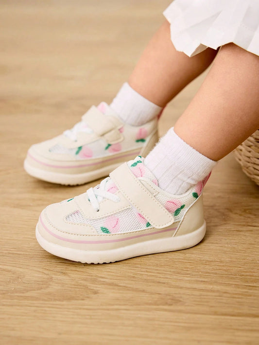 Fashionable & Versatile Casual Breathable Mesh Peach Decor Soft Bottom Sports Shoes Beige