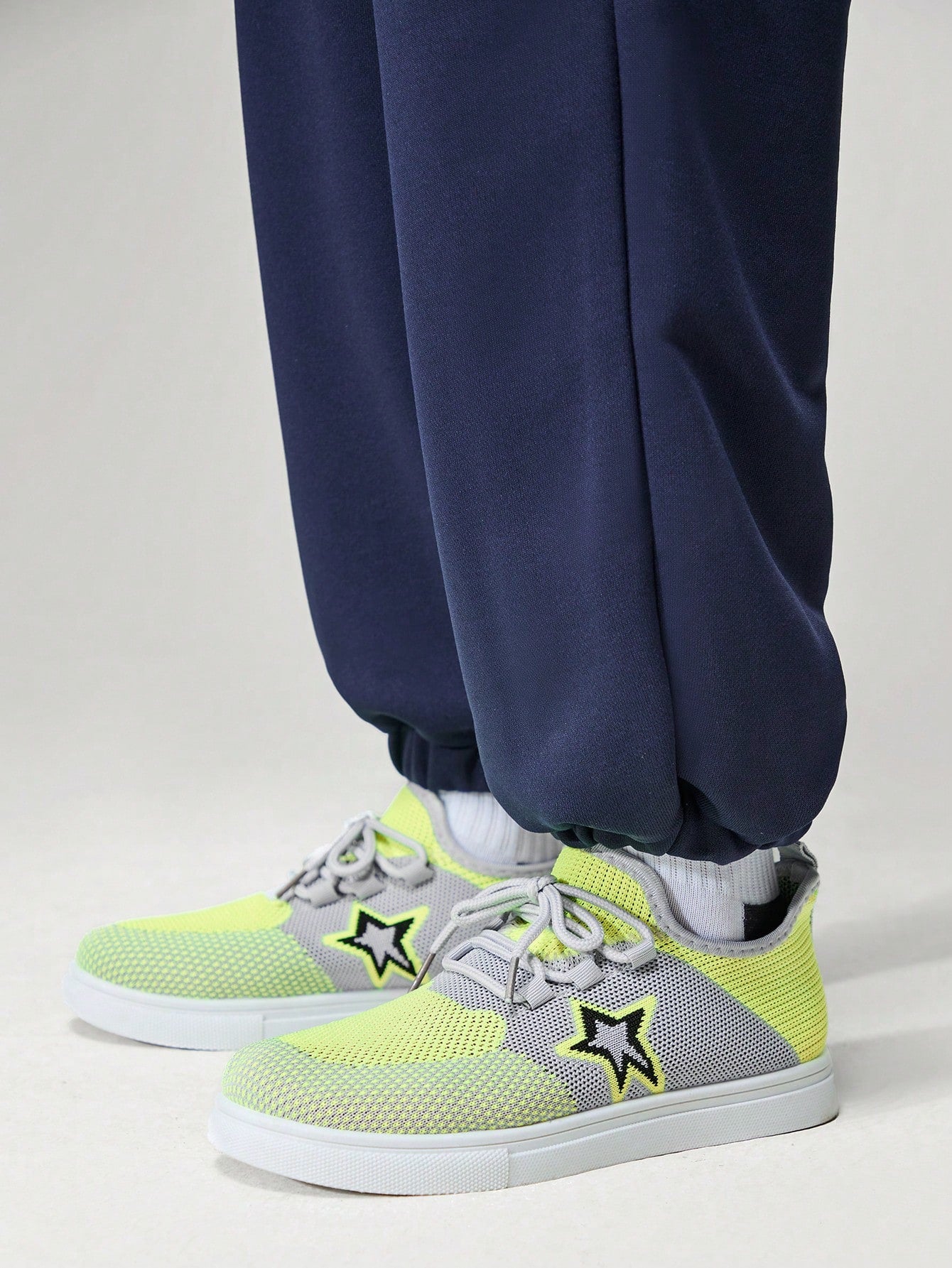 4 Season All-Match Kids Breathable Lace-Up Color Blocking Flat Casual Sneakers Green