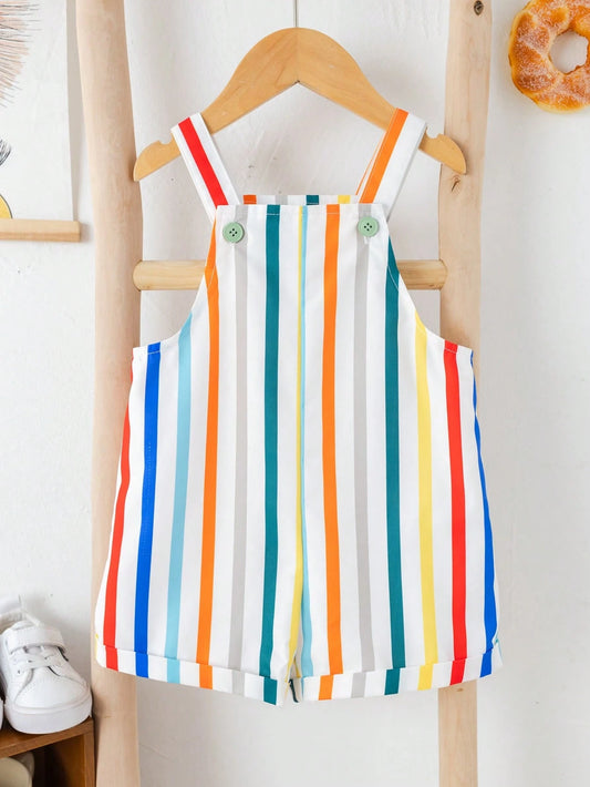 Baby Casual Sports Cute Funny Colorful Romper With Suspender Shorts Multicolor