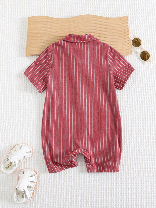 Cozy Pixies Baby Boy Bow Tie Collar Short Sleeve Romper & Shorts Set