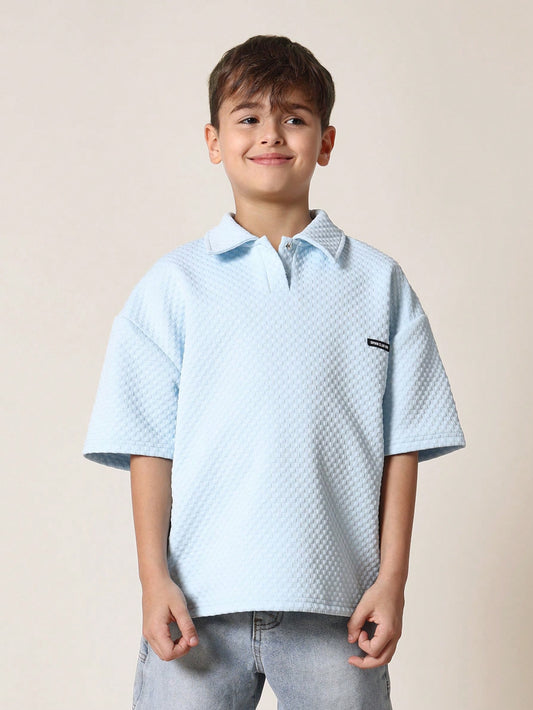 Tween Boys Comfy Tween Boys Textured Polo Baby Blue