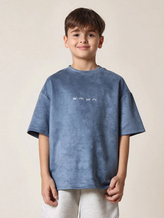 Tween Boys Comfy Osized T Shirt Suedette Blue