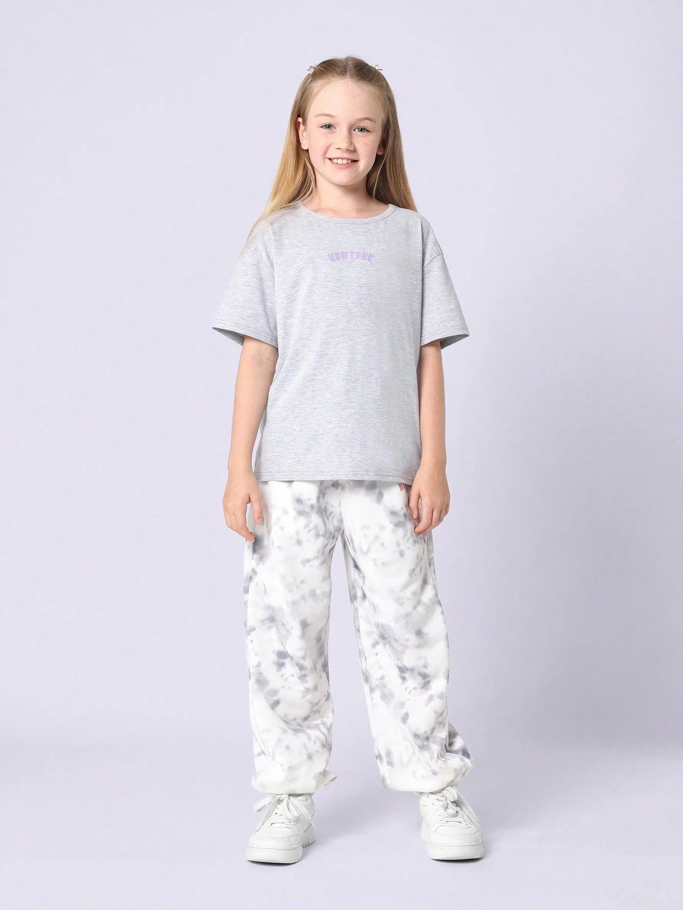 Tween Girls Comfy Tie Dye Printed 90S NYC Graphic Printed Jogger Multicolor