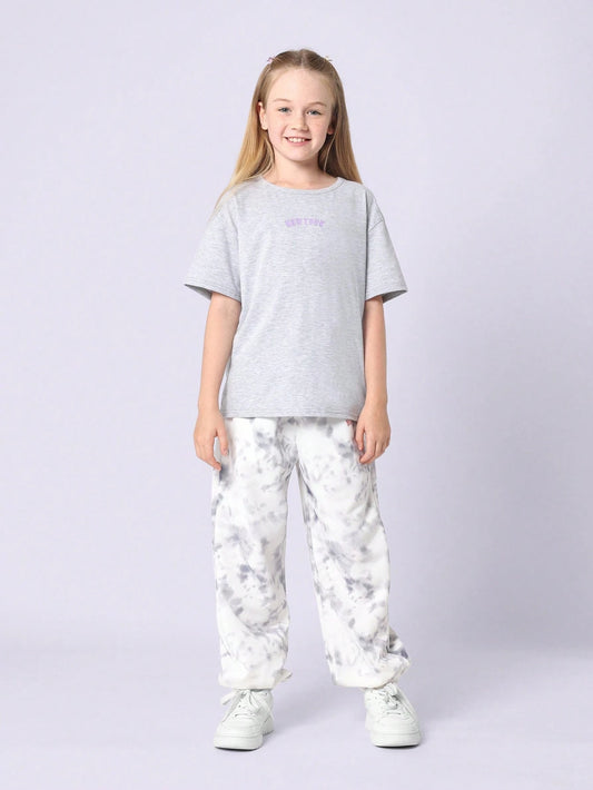 Tween Girls Comfy Tie Dye Printed 90S NYC Graphic Printed Jogger Multicolor