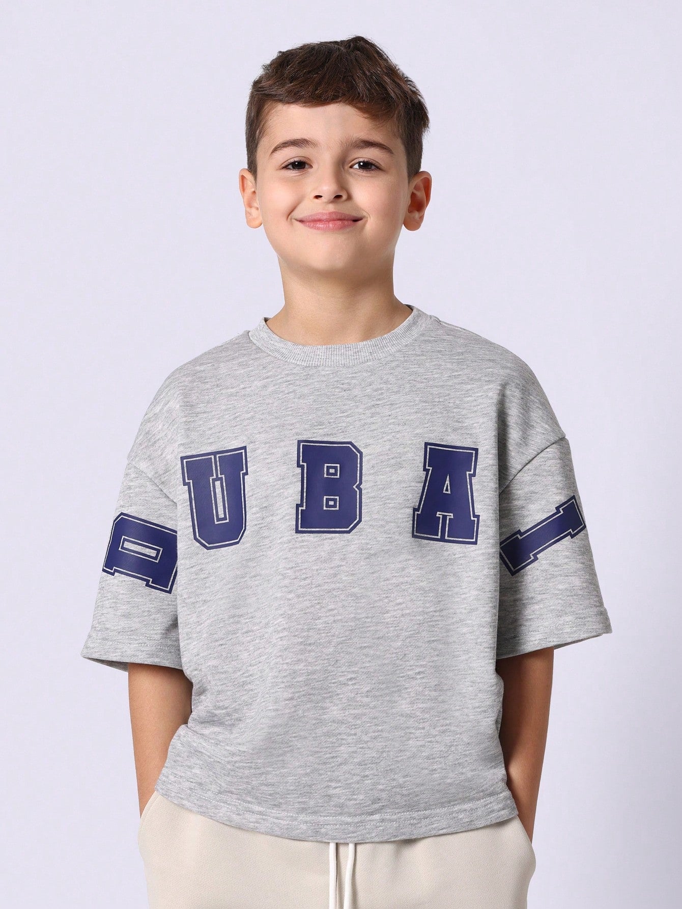 Tween Boys Comfy Oversized Fit Short Sleeve Tee Grey