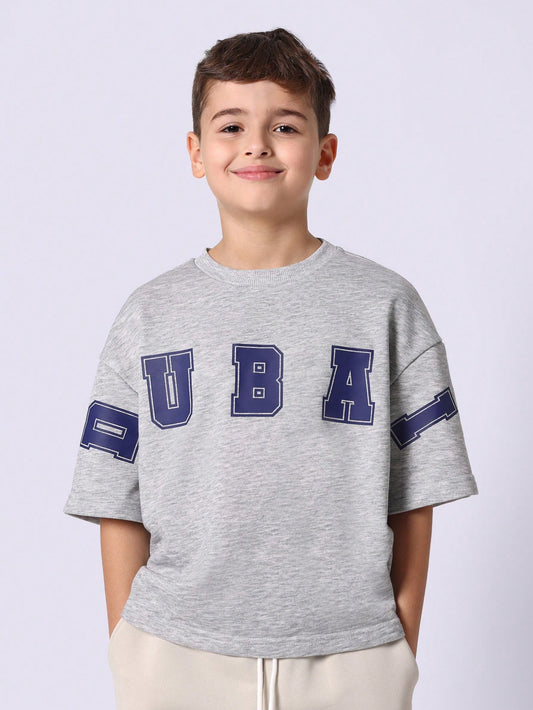Tween Boys Comfy Oversized Fit Short Sleeve Tee Grey