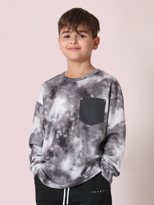 Tween Boys Comfy Ls Printed Top Black