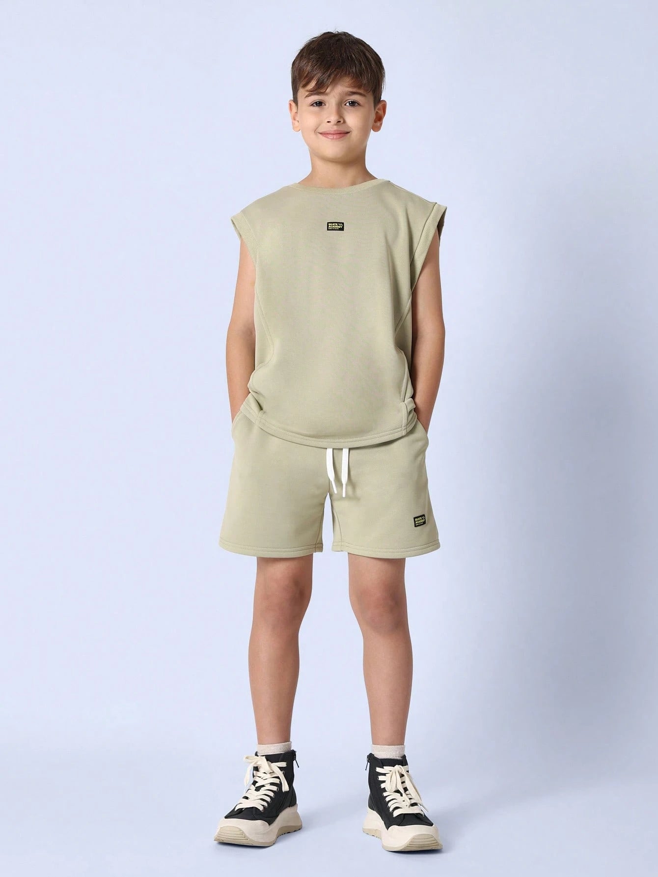 Tween Boys Comfy Tank Short Set Olive Green