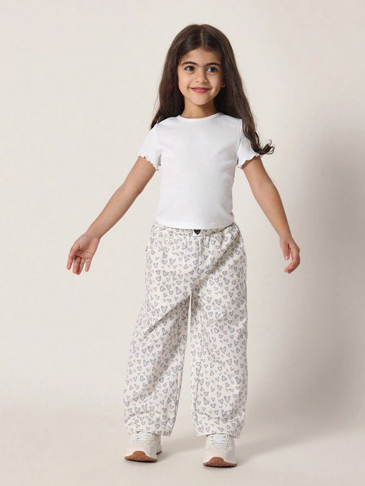 Young Girls Comfy Animal Print Track Pant Set Multicolor