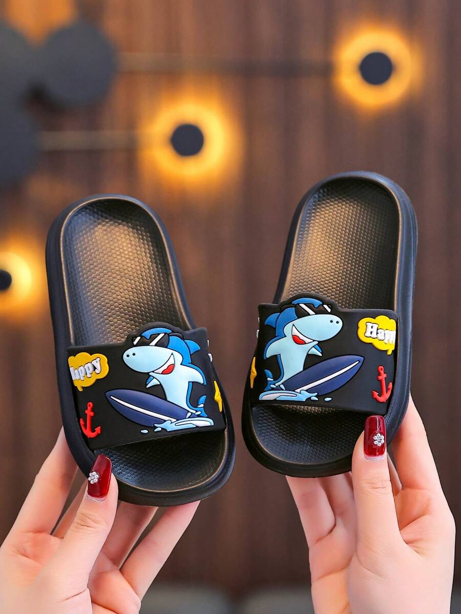 Kids Popular Cartoon Slippers Black