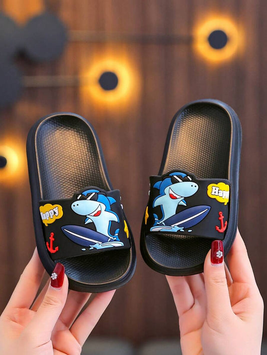 Kids Popular Cartoon Slippers Black