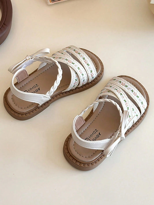 1 Pair Children's Fashionable Resort Beach Princess Bow Tie Sandals