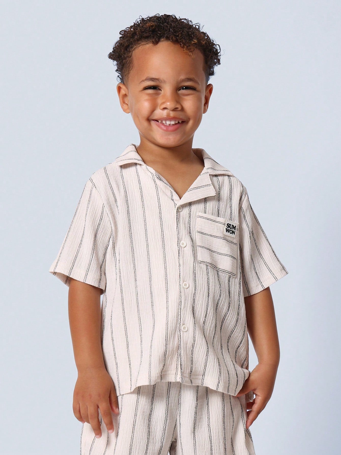 Young Boys Comfy Textured Stripe Shirt Set