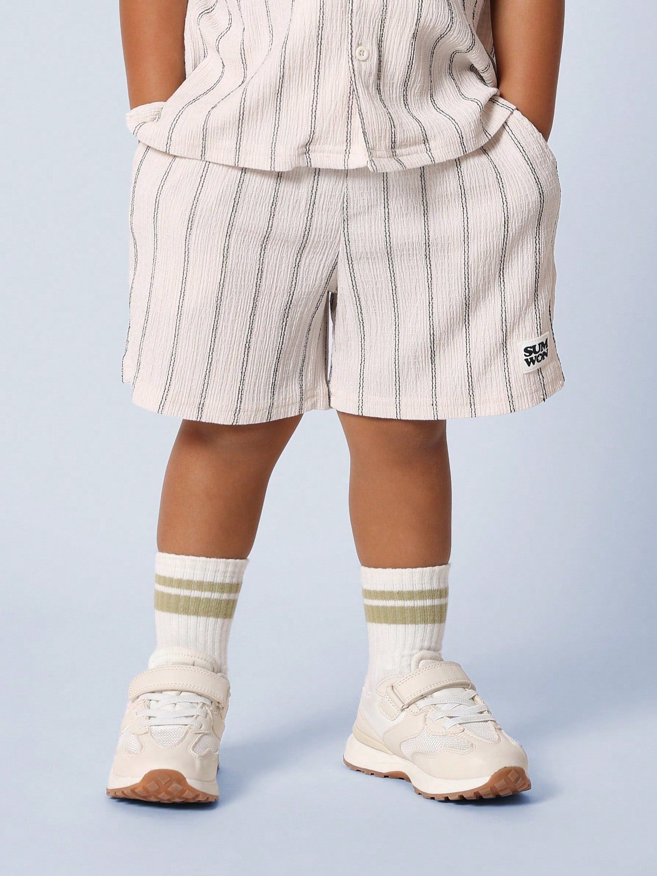 Young Boys Comfy Textured Stripe Shirt Set