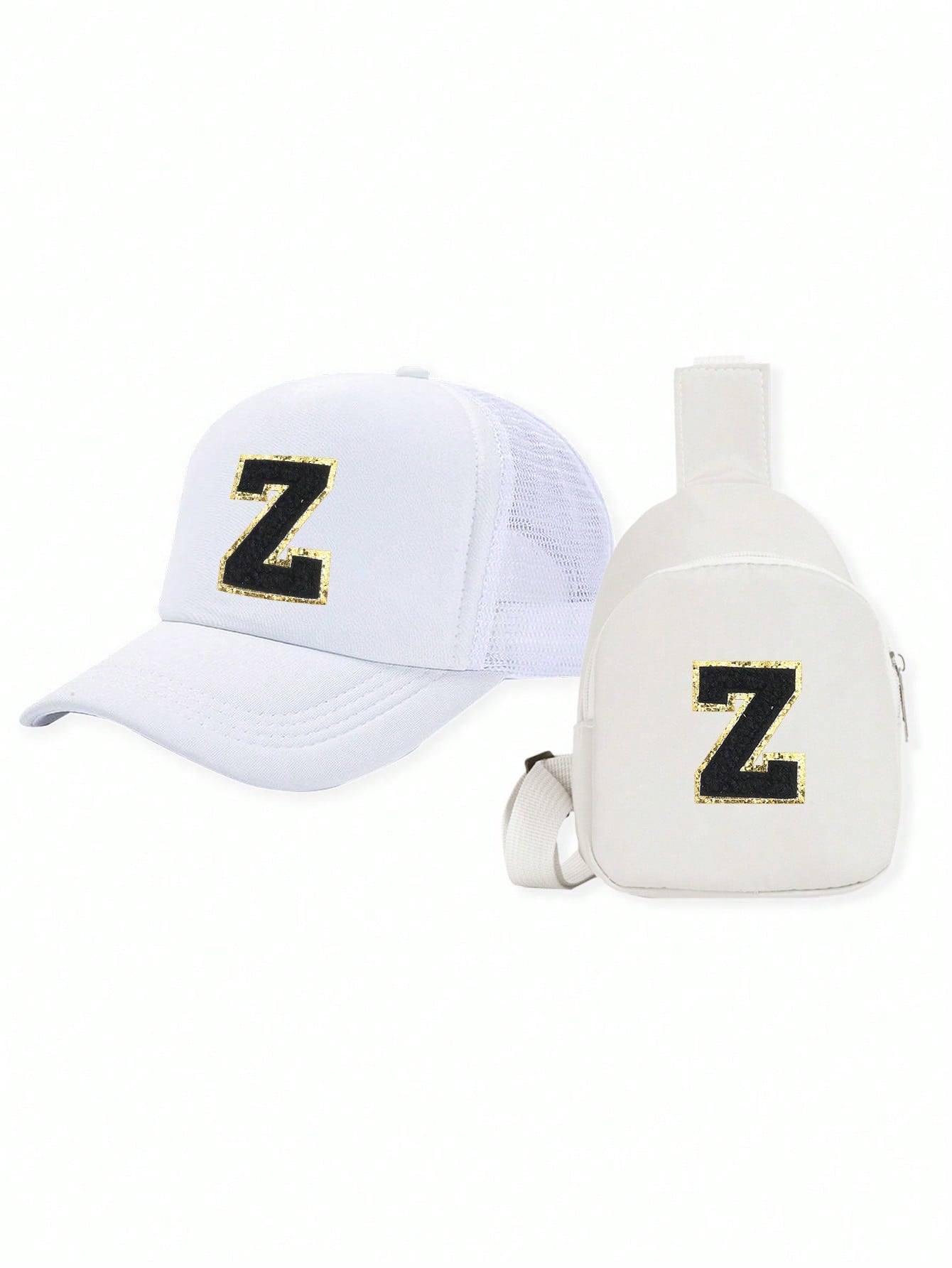2pcs/Set Kids Customized 26 Letter Solid Color Sponge Mesh Cap Set