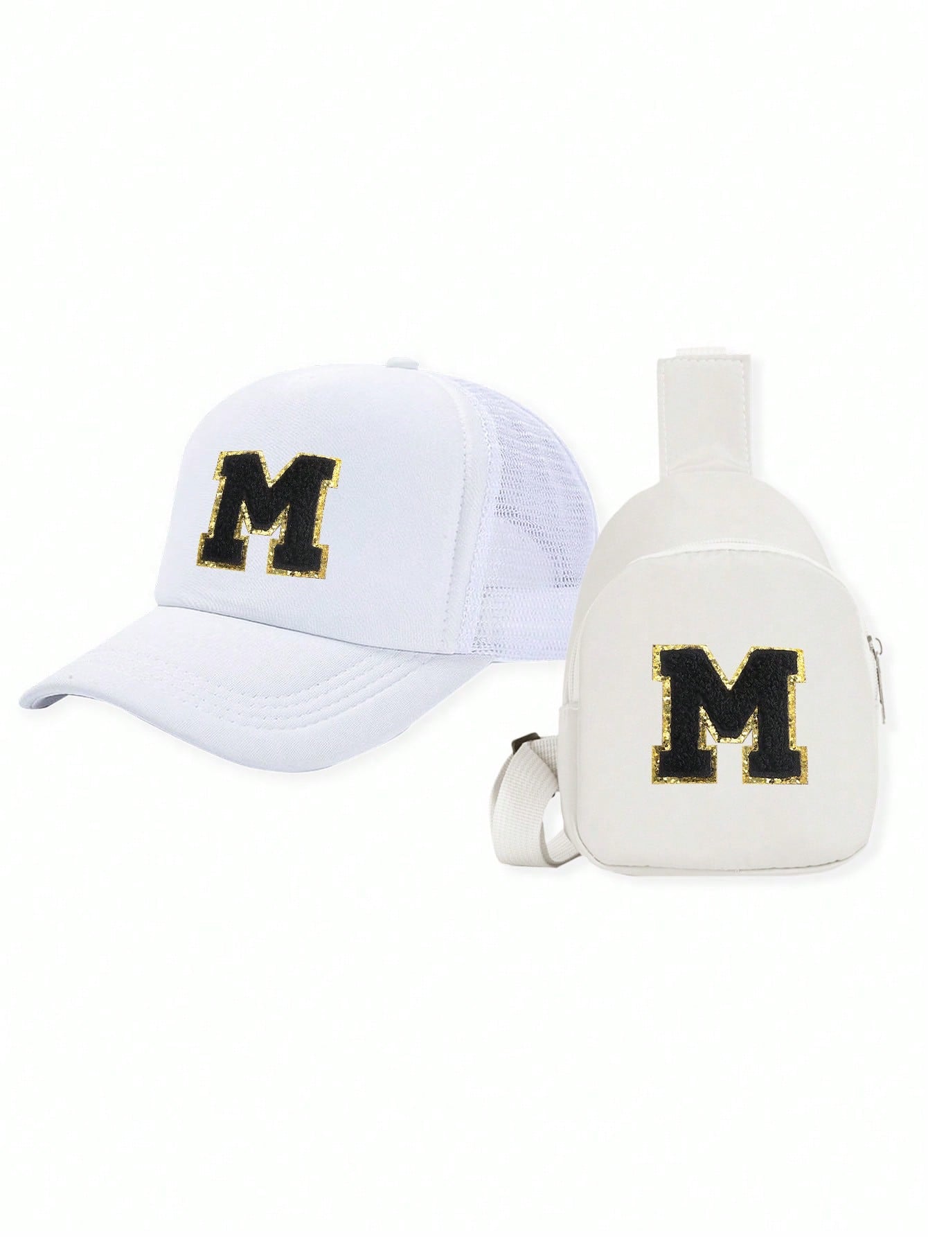 2pcs/Set Kids Customized 26 Letter Solid Color Sponge Mesh Cap Set