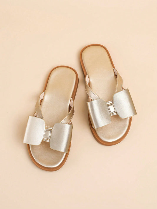Girls' Gold Color Bowknot Summer Sandals Gold