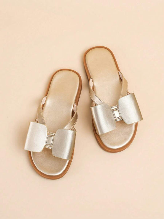 Girls' Gold Color Bowknot Summer Sandals Gold