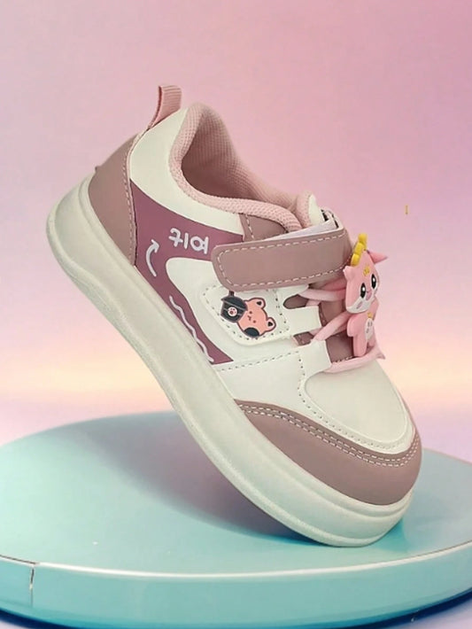 1 Pair Casual Comfortable Low-Top Sneakers Suitable For Girls Pink