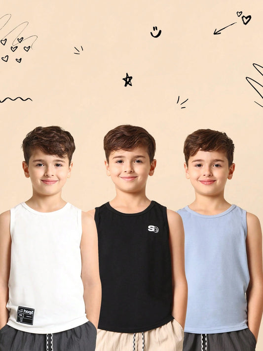 Tween Boys Comfy 3 Pack Set Regular Fit Tank Top Multicolor