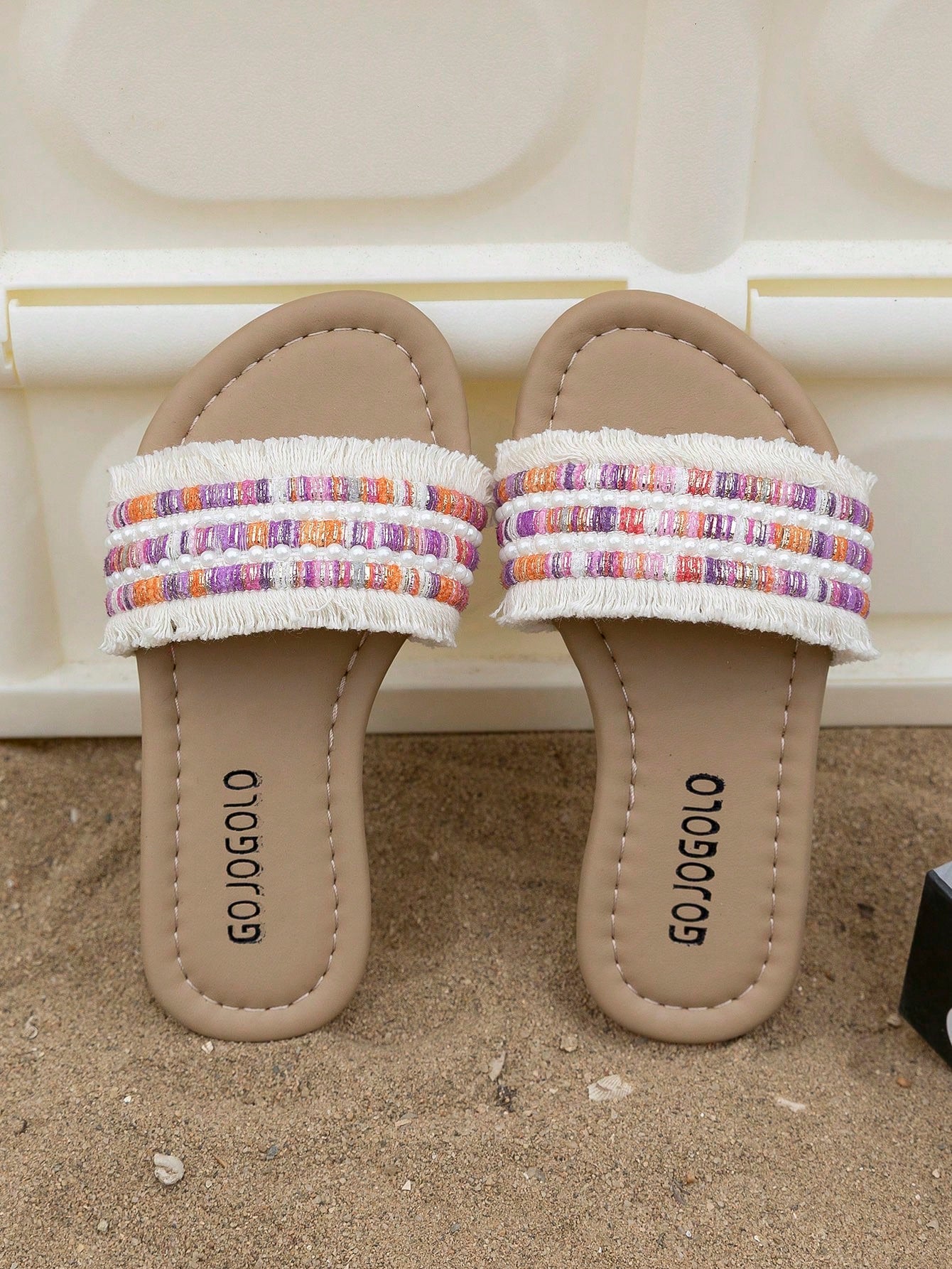 1 Pair Of Summer Bestseller Beige Children's Non-Slip Slippers