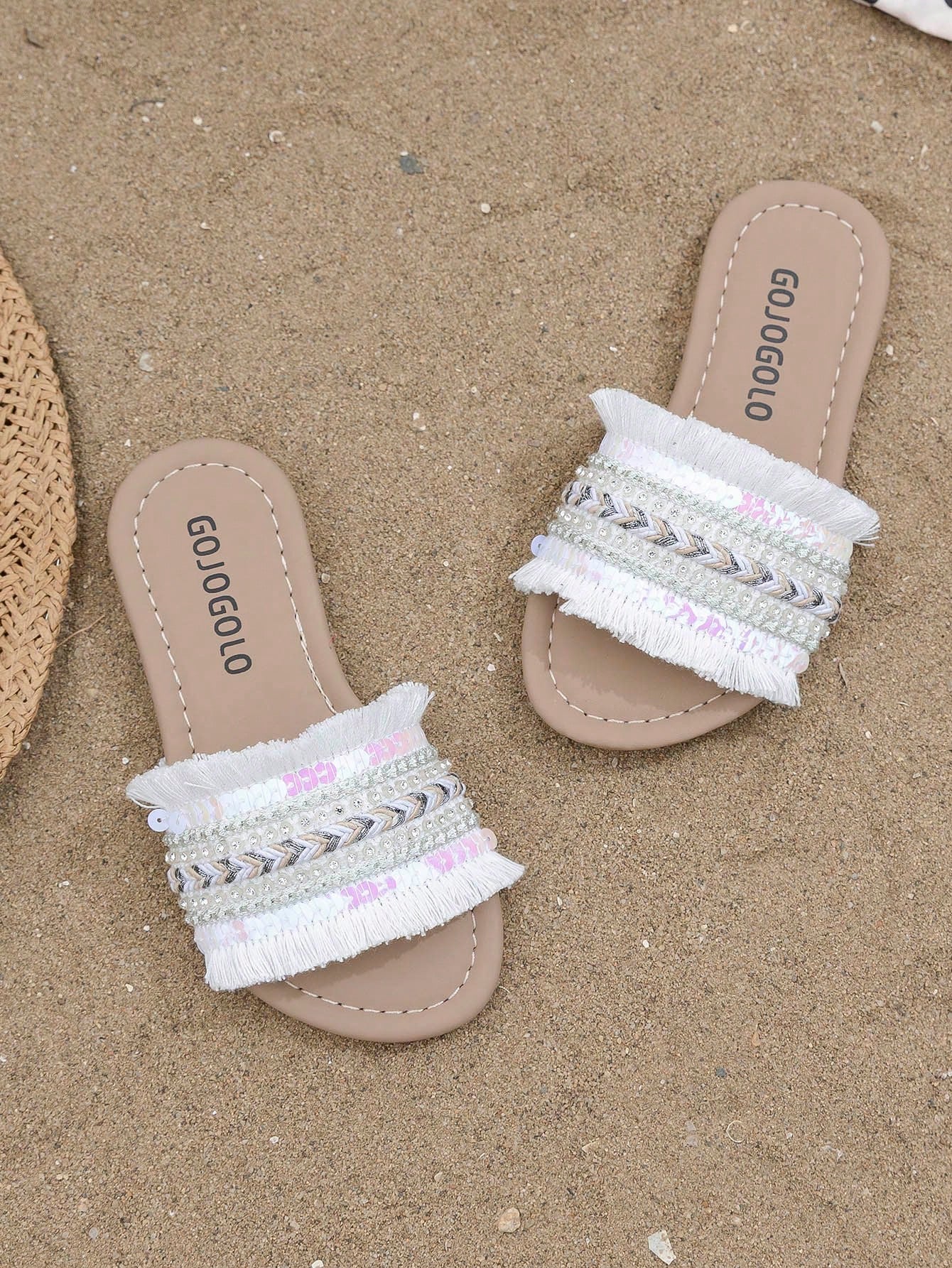 1 Pair Of Summer Bestseller Beige Children's Non-Slip Slippers