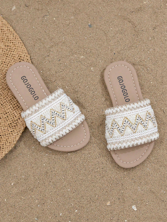 1 Pair Of Summer Bestseller Beige Children's Non-Slip Slippers