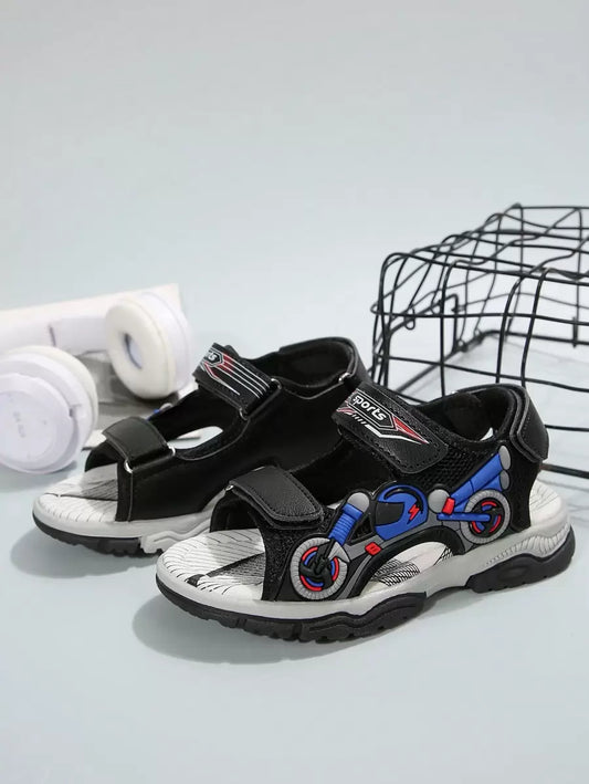 Boys' Casual Motor Decor Sports Sandals Black