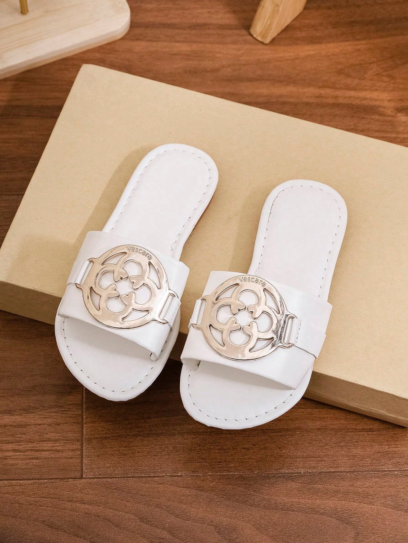 Non-Slip Flat Casual Fashion Versatile Strap Slides White