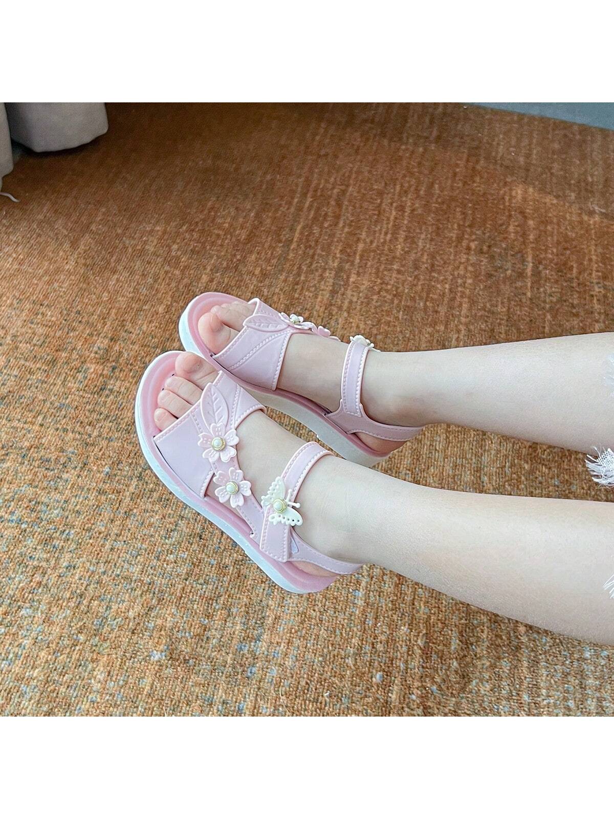1 Pair Girls Floral Princess Sandals