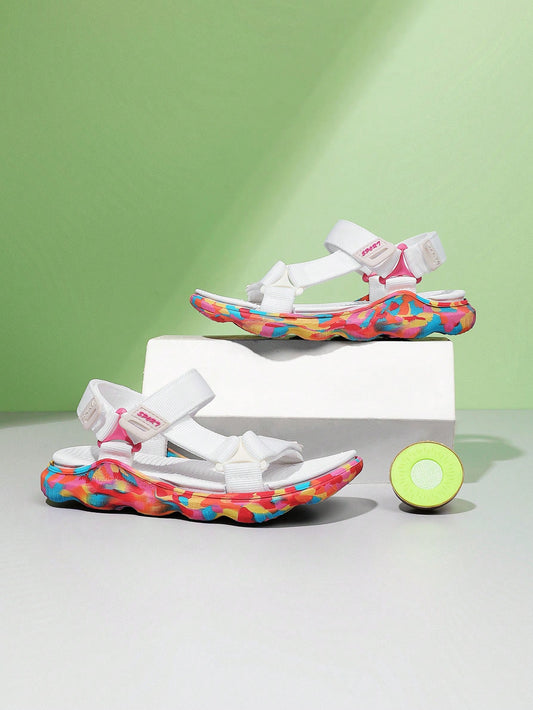 1 Pair Kids Girls' Spring Summer Beach Sandals With Solid Color