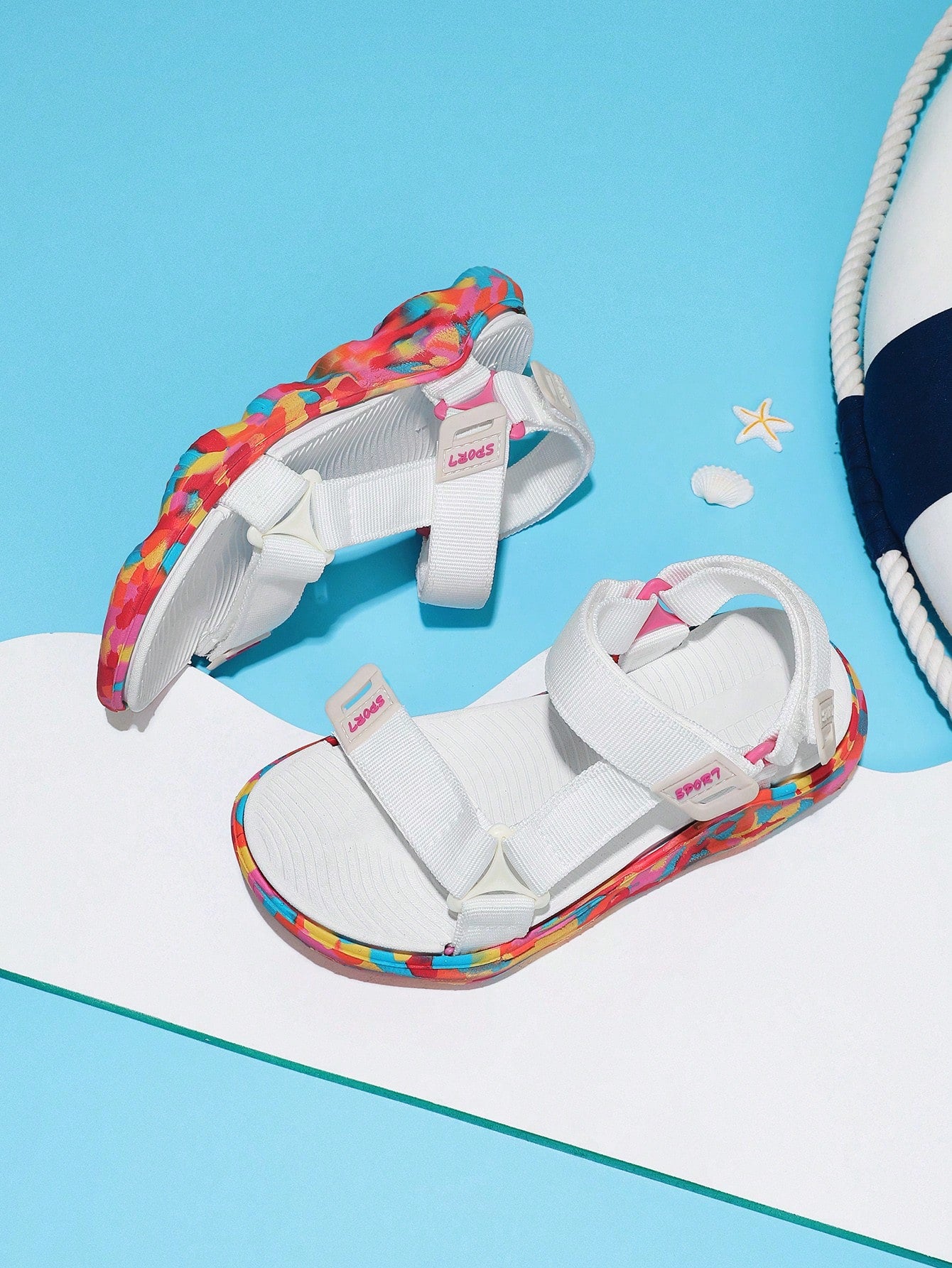 1 Pair Kids Girls' Spring Summer Beach Sandals With Solid Color