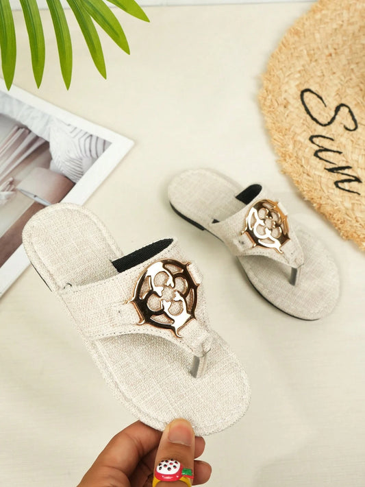 Girls' Fashionable Casual Outdoor Comfortable Sweat-Absorbent Anti-Slip Wear-Resistant Flat Beige