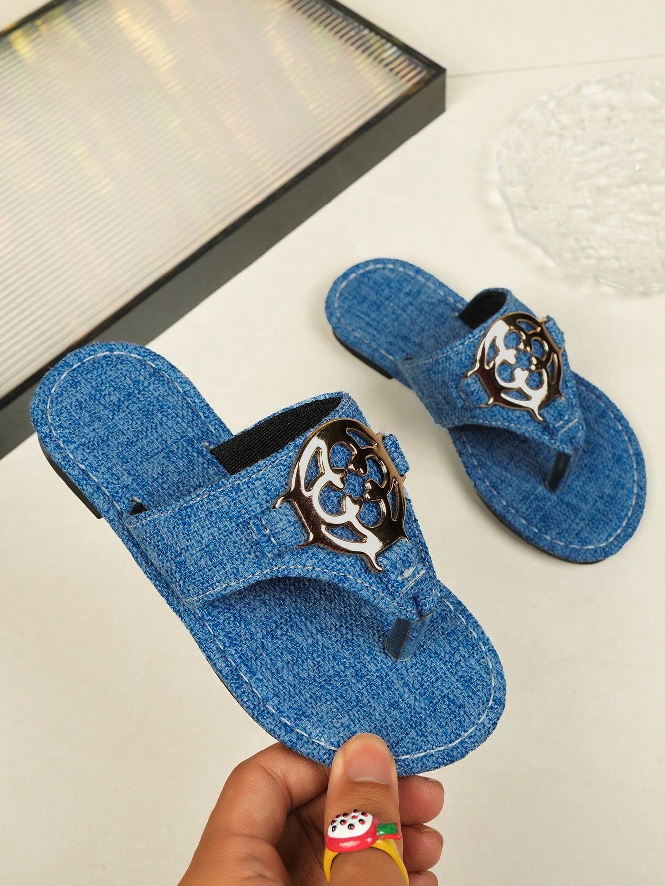 Girls' Fashionable Casual Outdoor Comfortable Sweat-Absorbent Anti-Slip Wear-Resistant Flat Baby Blue