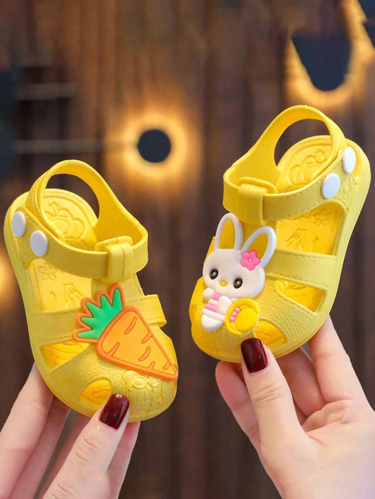 Toddler Girls Cartoon Rabbit Design Sandals Yellow