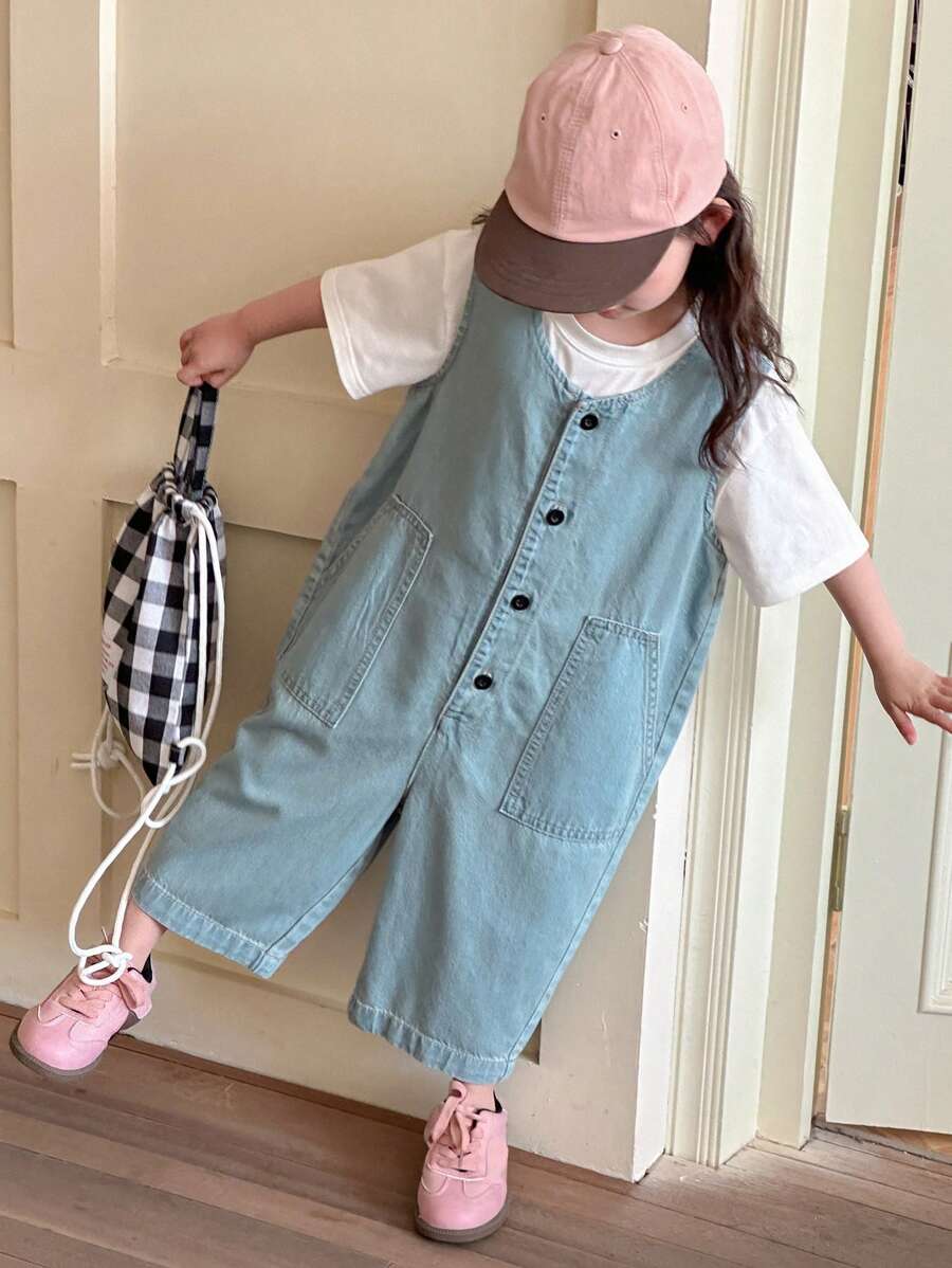 Young Girl Denim Bib Pants And Jumpsuit