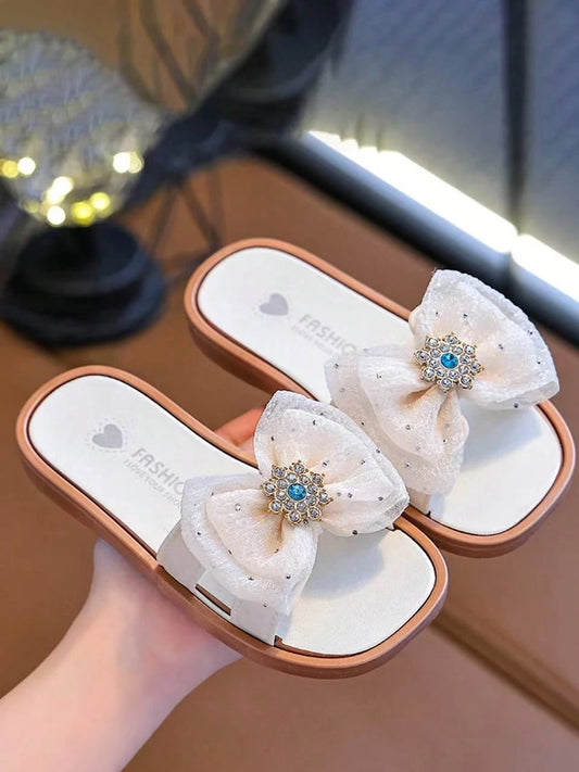 Leisure And Sweet Kids Shoes Diamond Butterfly Cute Holiday Shoes White