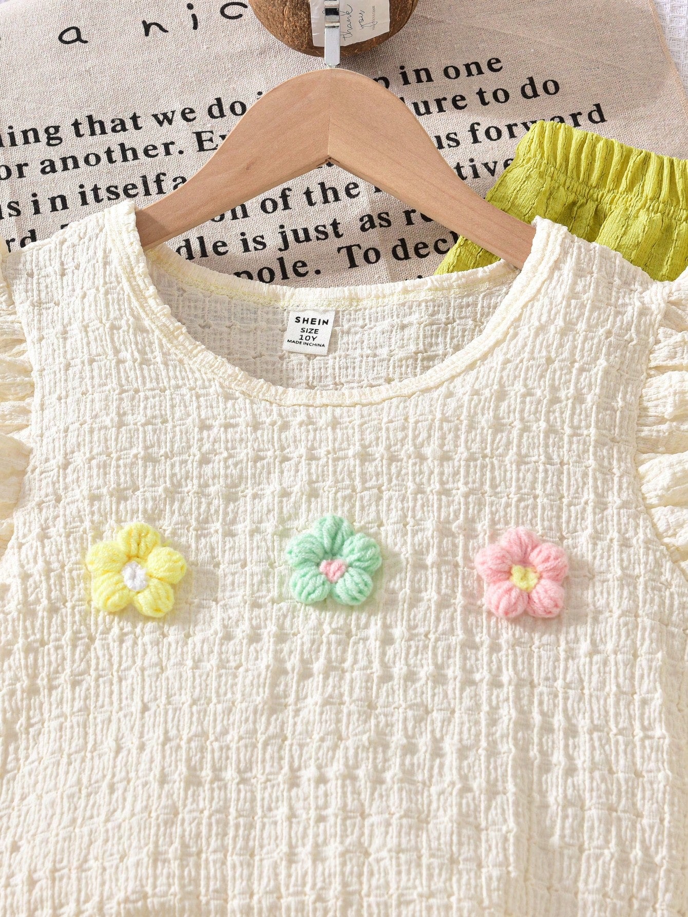Floral Print Cap Sleeve Apricot T-Shirt With Yellow Casual Elastic Waist Pants
