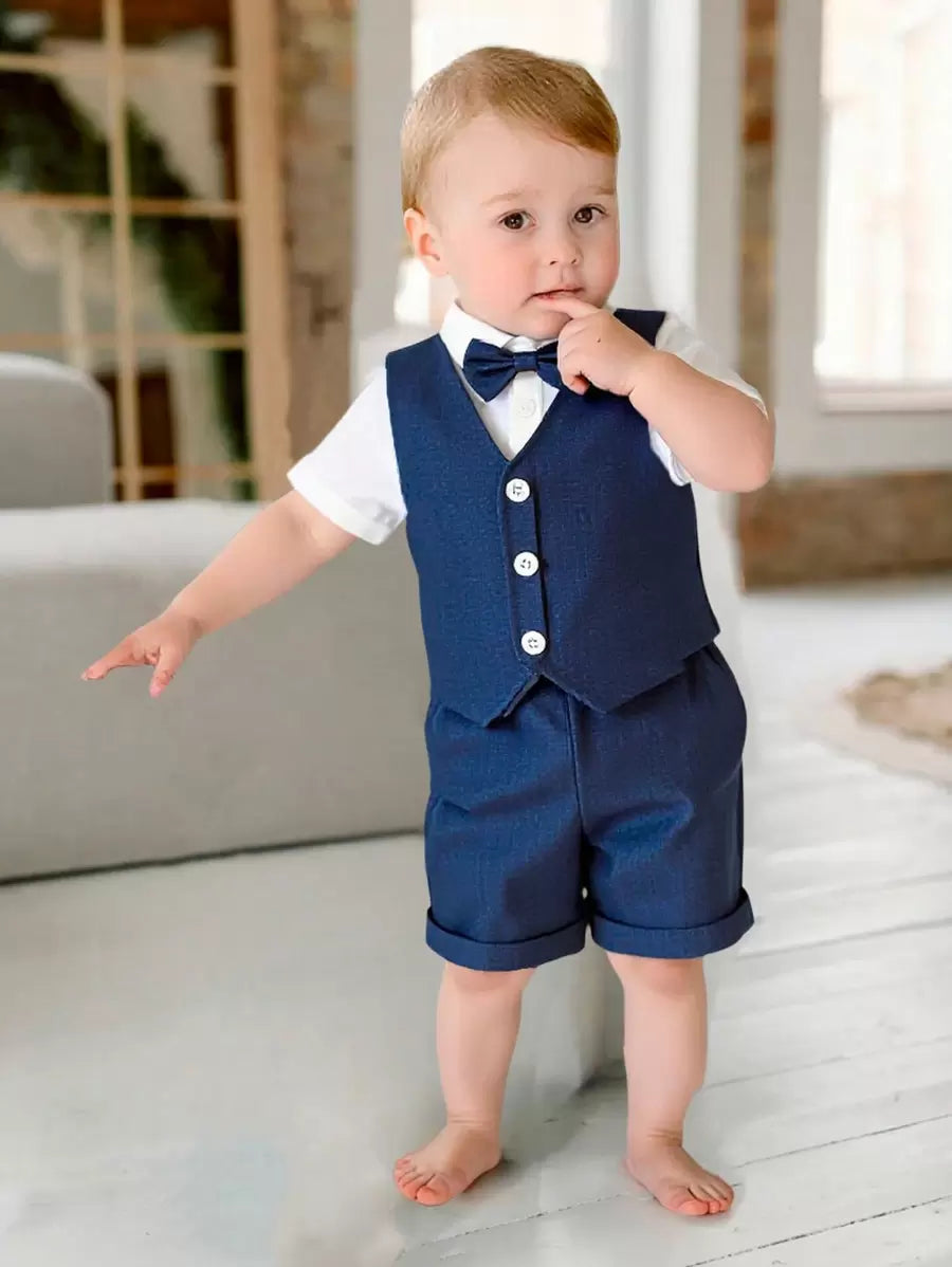 4pcs/Set Infant Boys Elegant College Style Outfit