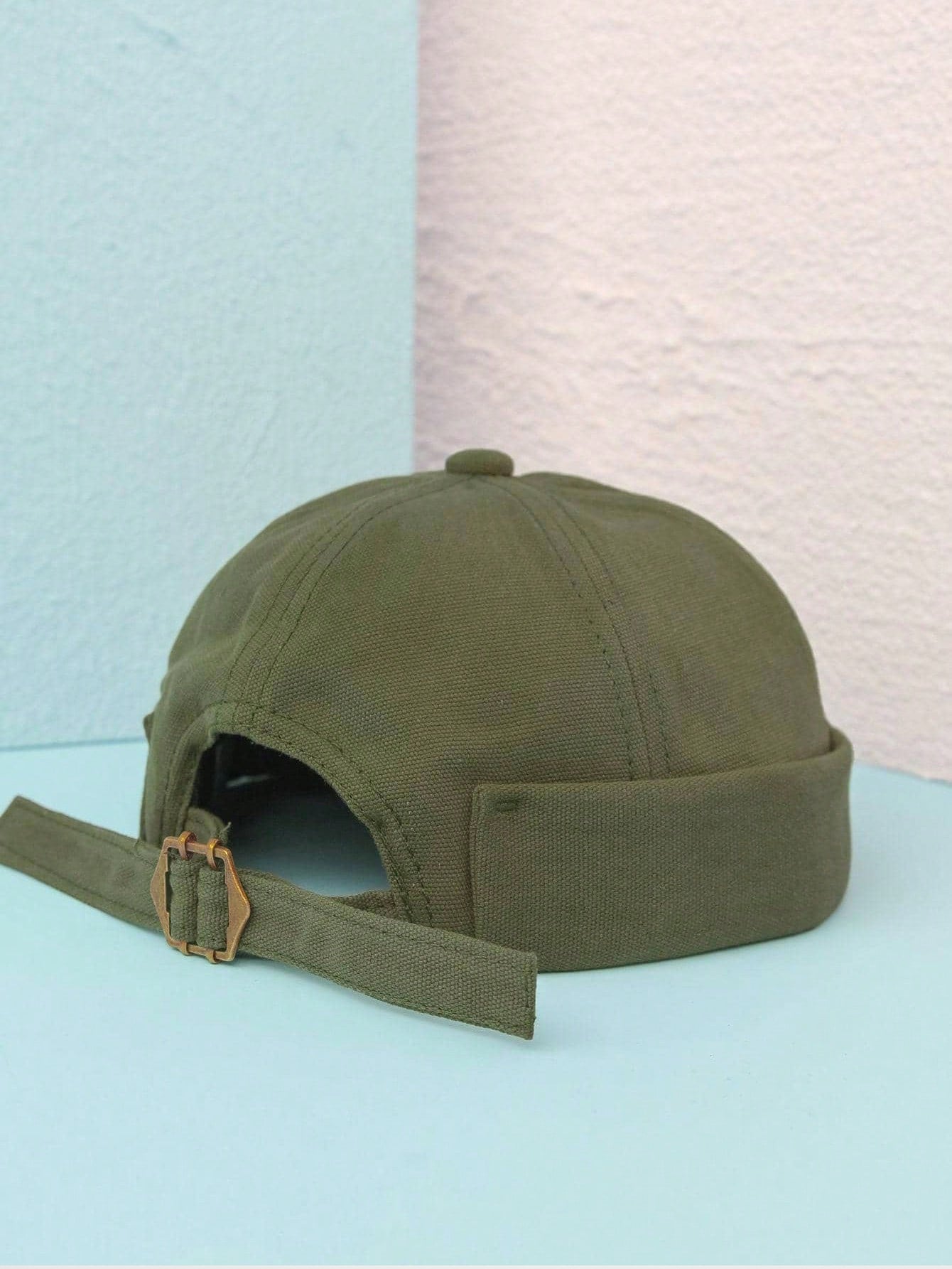 1pc Kid's Unisex Denim Baseball Cap With Letter & Y2k Style Army Green