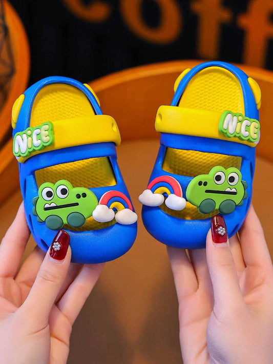 Kids Dinosaur Printed Slide Sandals Blue