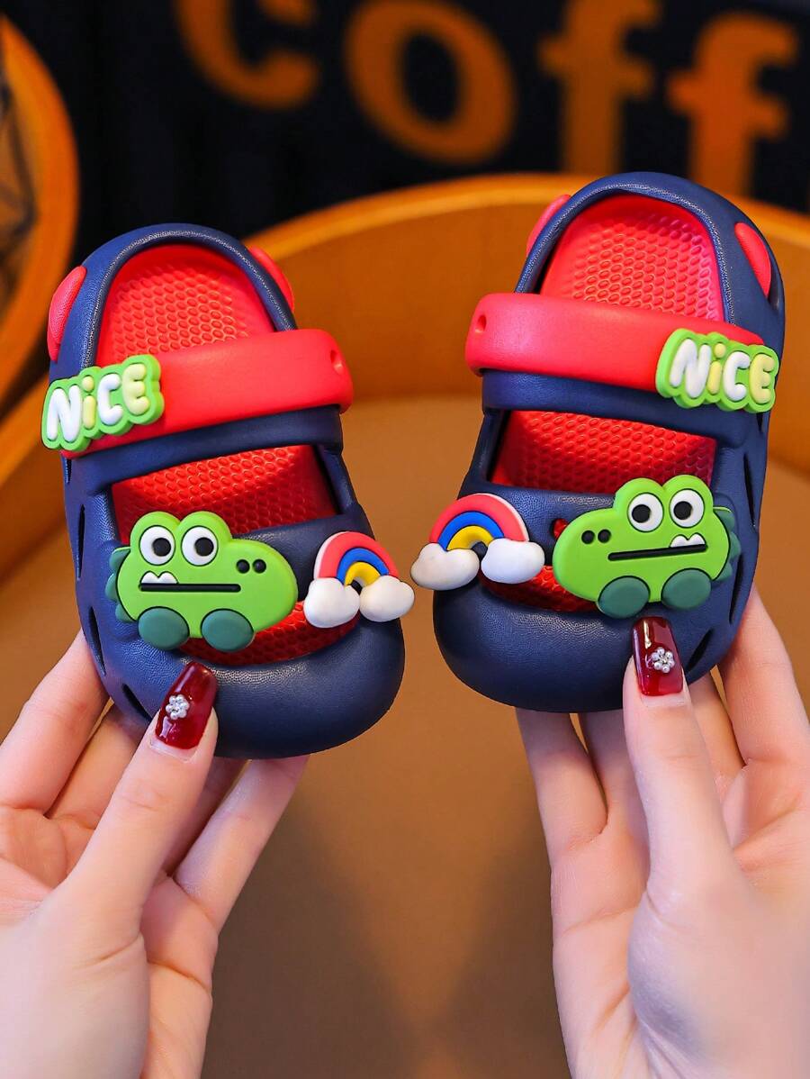Kids Dinosaur Printed Slide Sandals Navy Blue