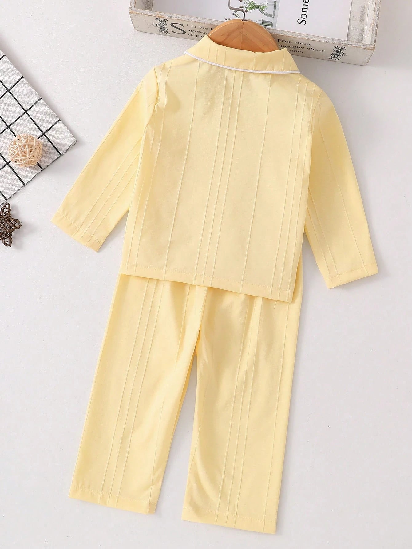 2pcs Toddler Boys' Solid Blue Casual Long Sleeve Top And Long Pants