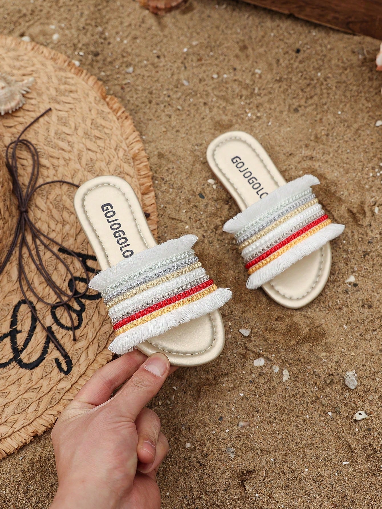 1 Pair Of Summer Bestseller Beige Children's Non-Slip Slippers Apricot