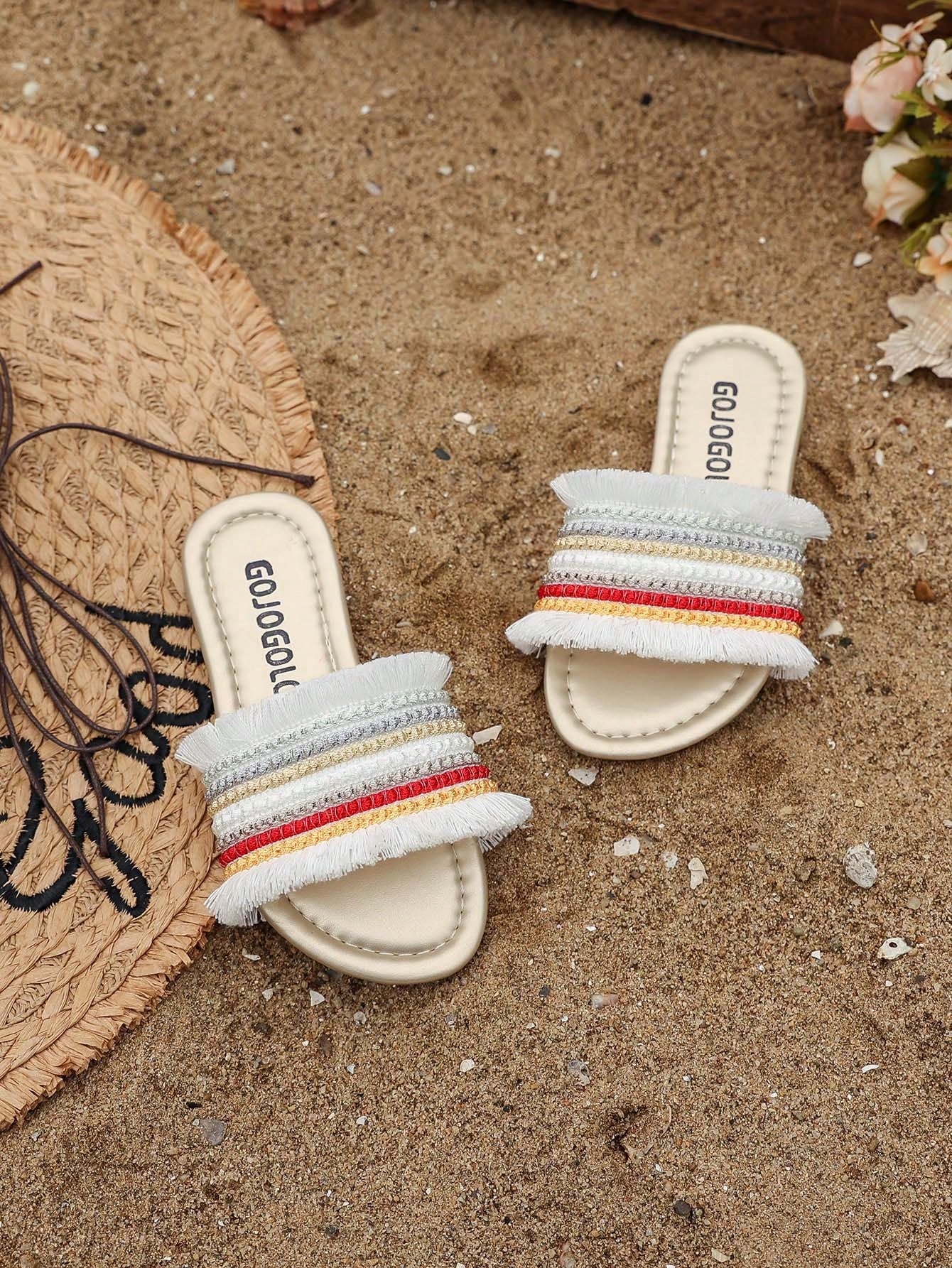 1 Pair Of Summer Bestseller Beige Children's Non-Slip Slippers