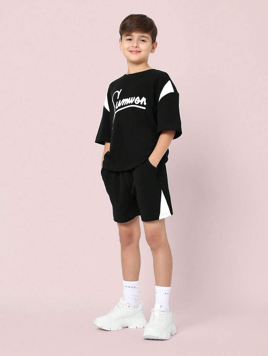 Youth Athletic Leisure Two-Piece Set Black & White