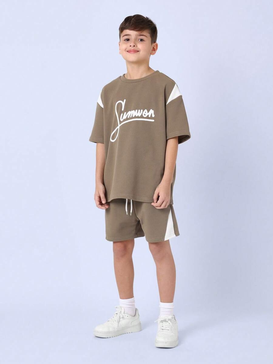 Youth Athletic Leisure Two-Piece Set Khaki